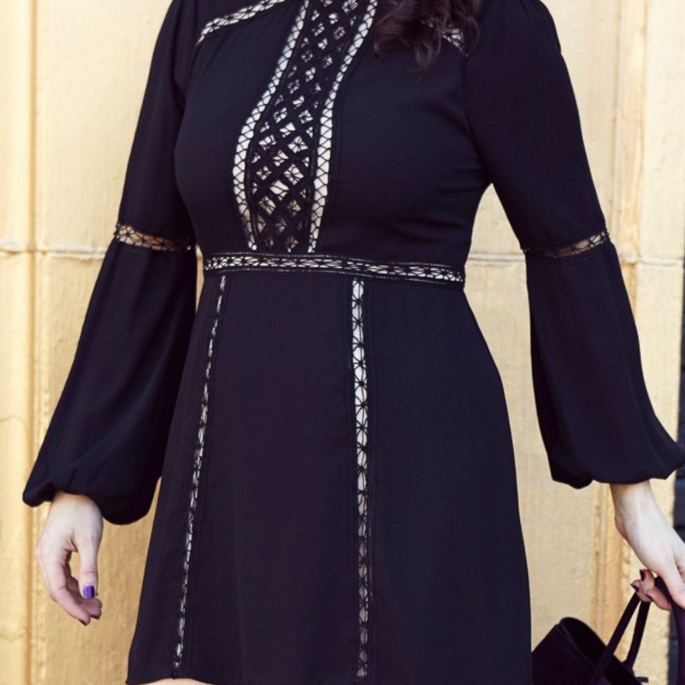 NWOT Mod boho black dress